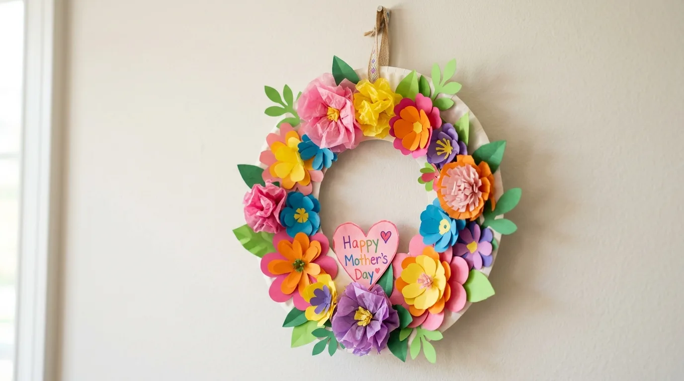 Decorated craft-stick photo frame for Mother’s Day