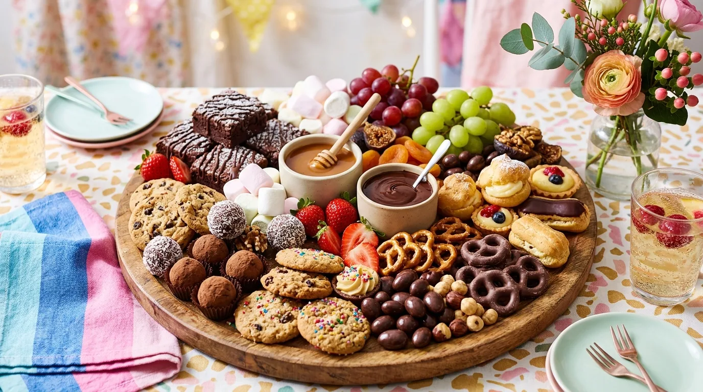 Festive holiday charcuterie board arranged in a colorful wreath shape