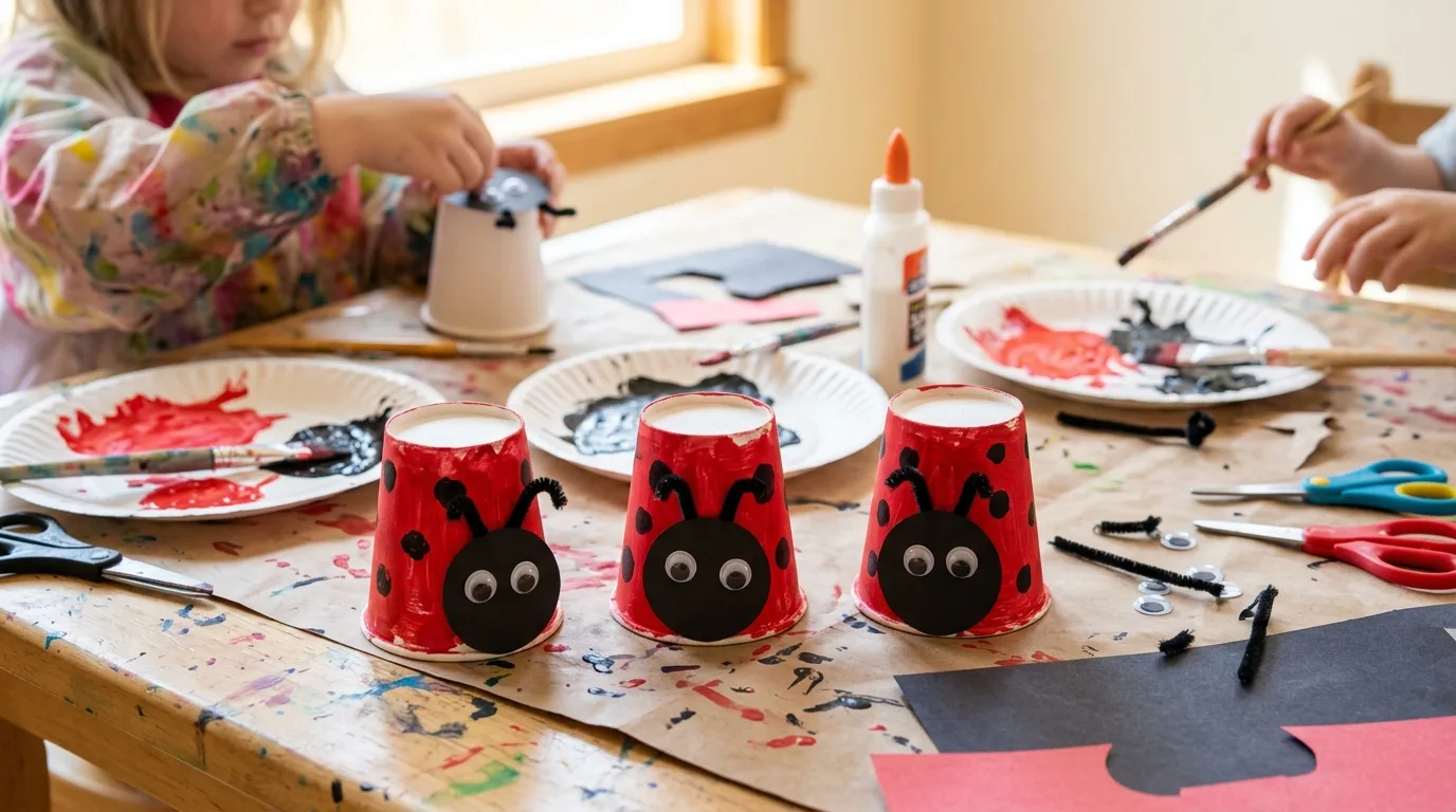 Paper cup ladybug crafts