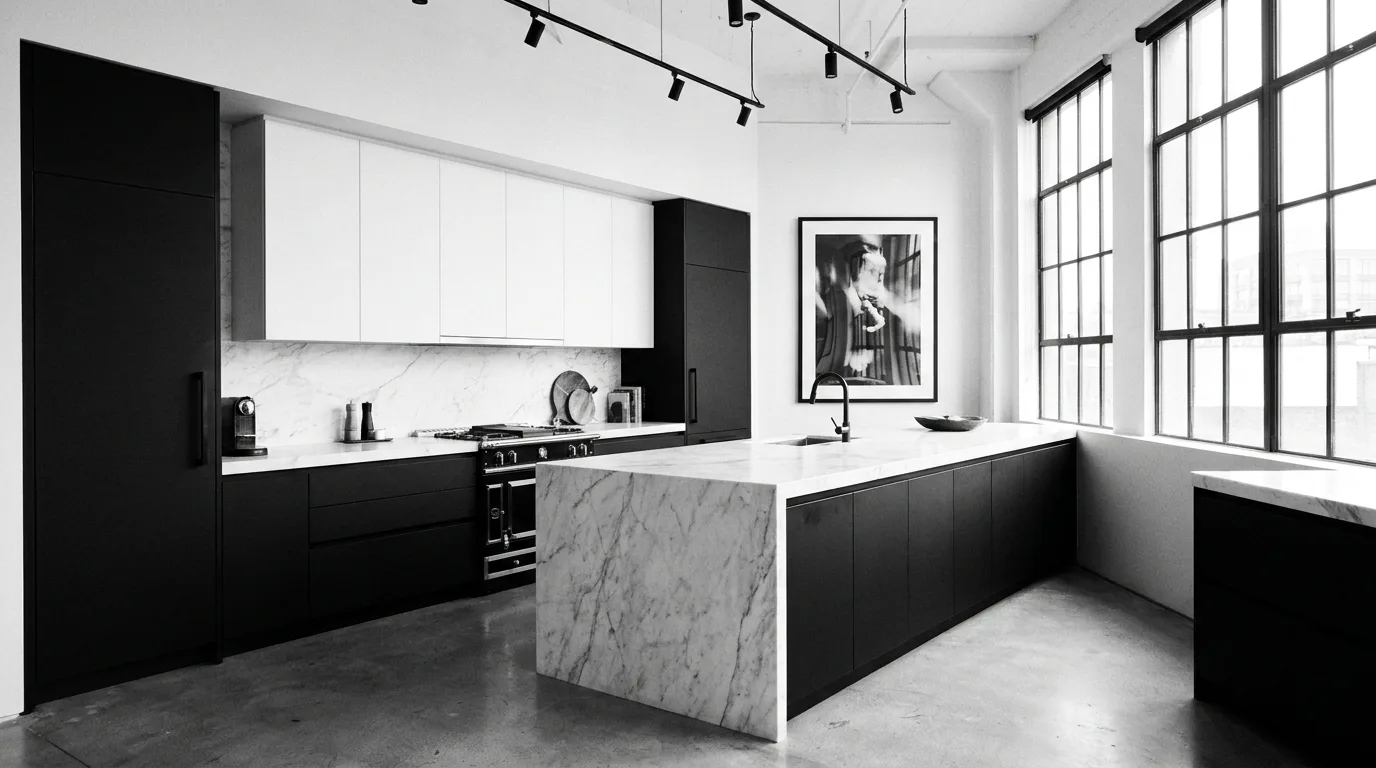 Taupe and white kitchen laminate cabinets