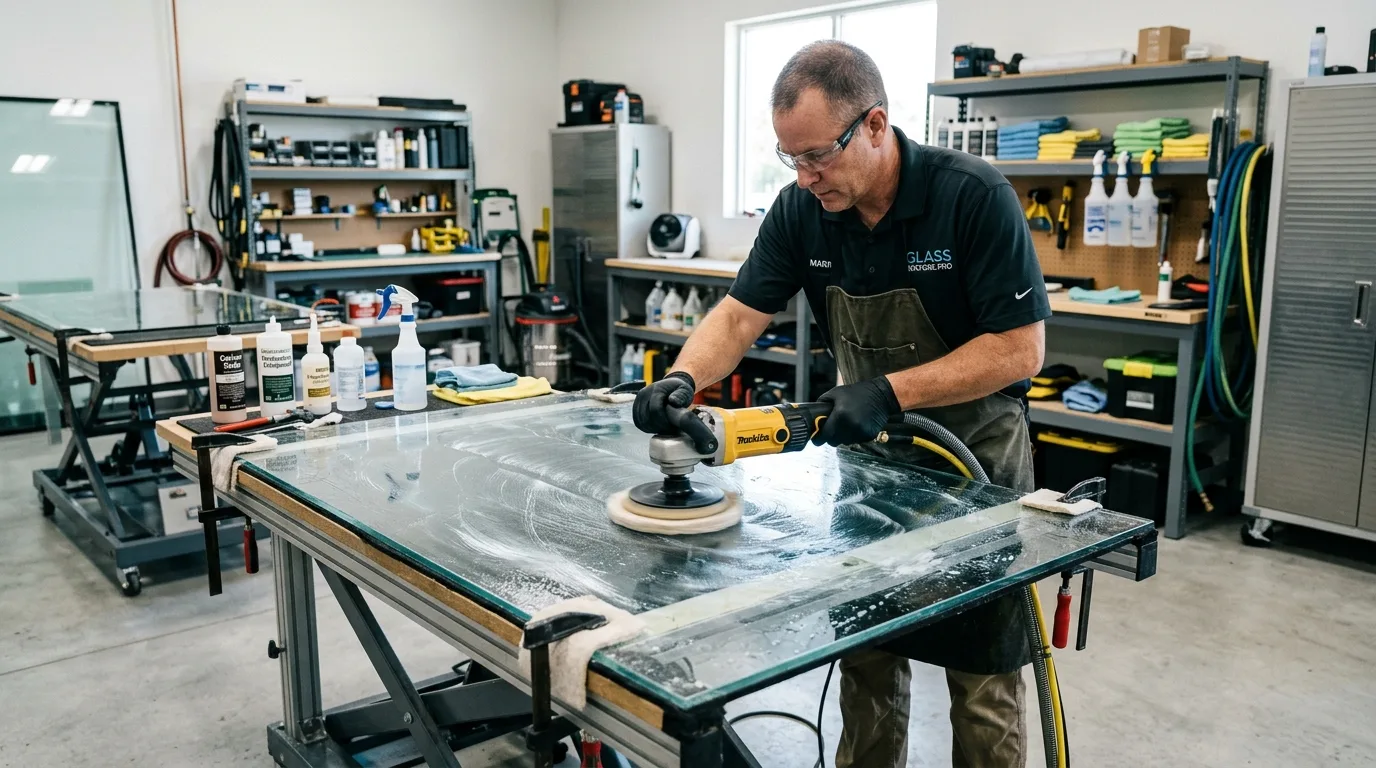Carefully controlling pressure while polishing glass