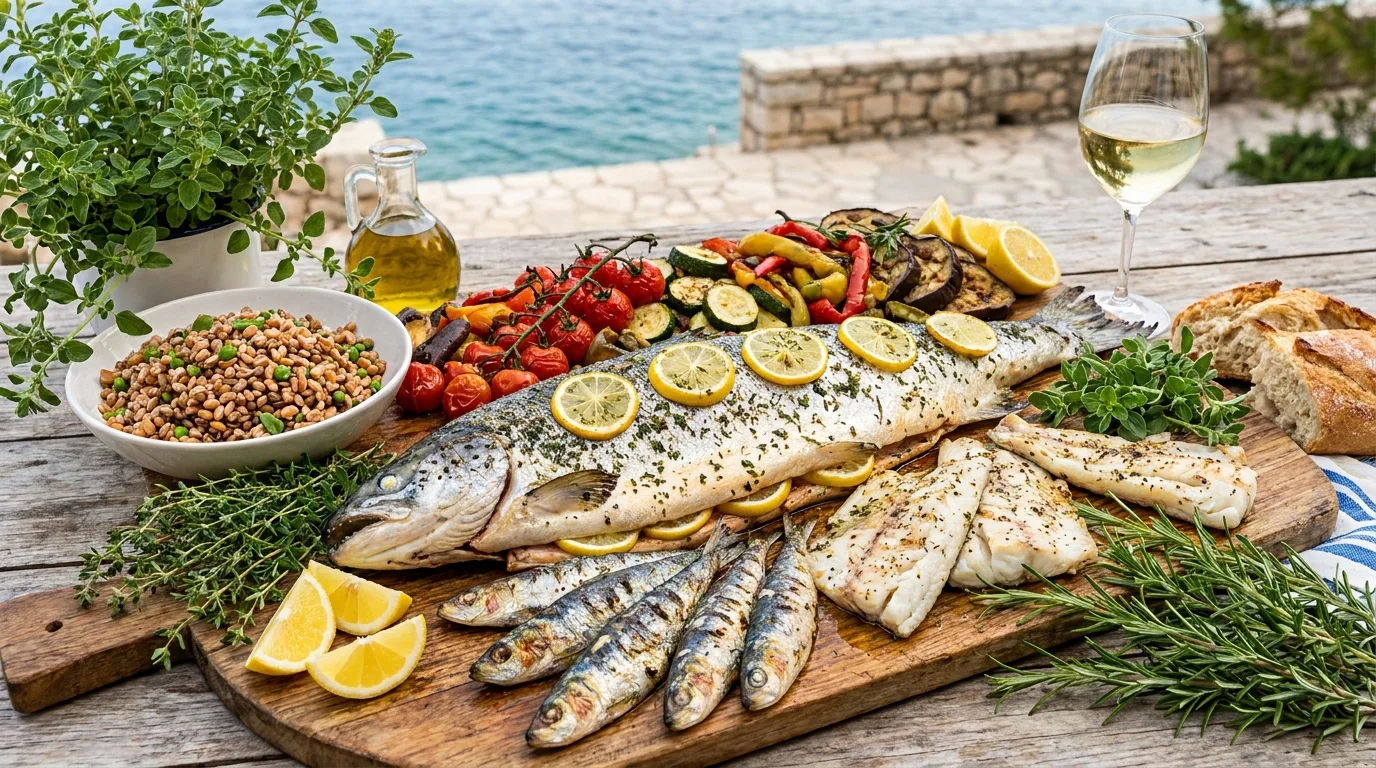 Healthy Mediterranean snack ideas with fruit, nuts, yogurt, and hummus