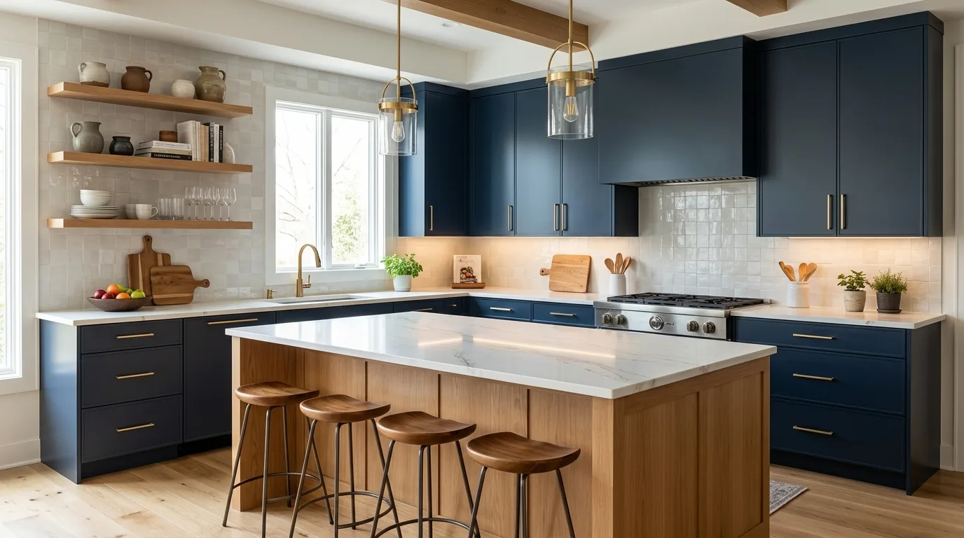 Modern aluminium kitchen island with coordinated cabinets
