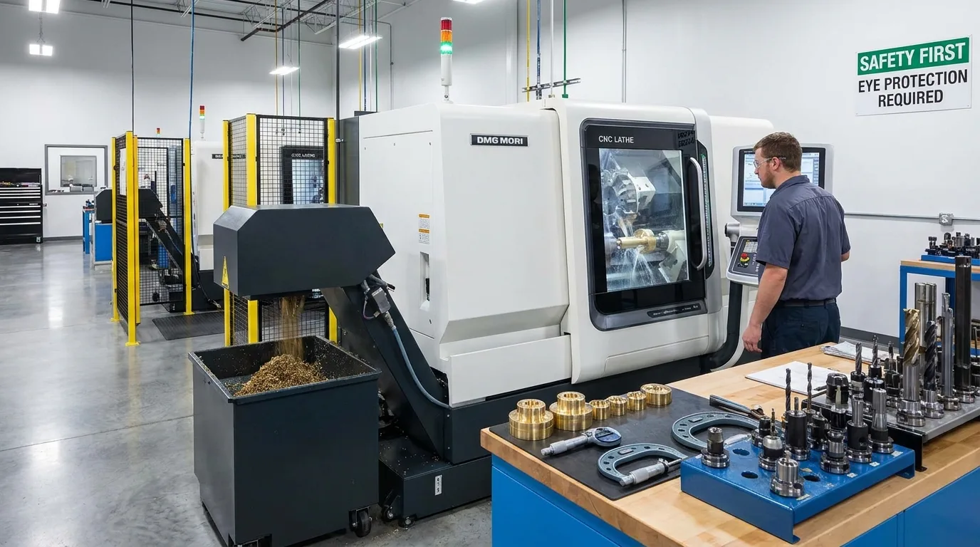 Brass precision machining in a modern workshop