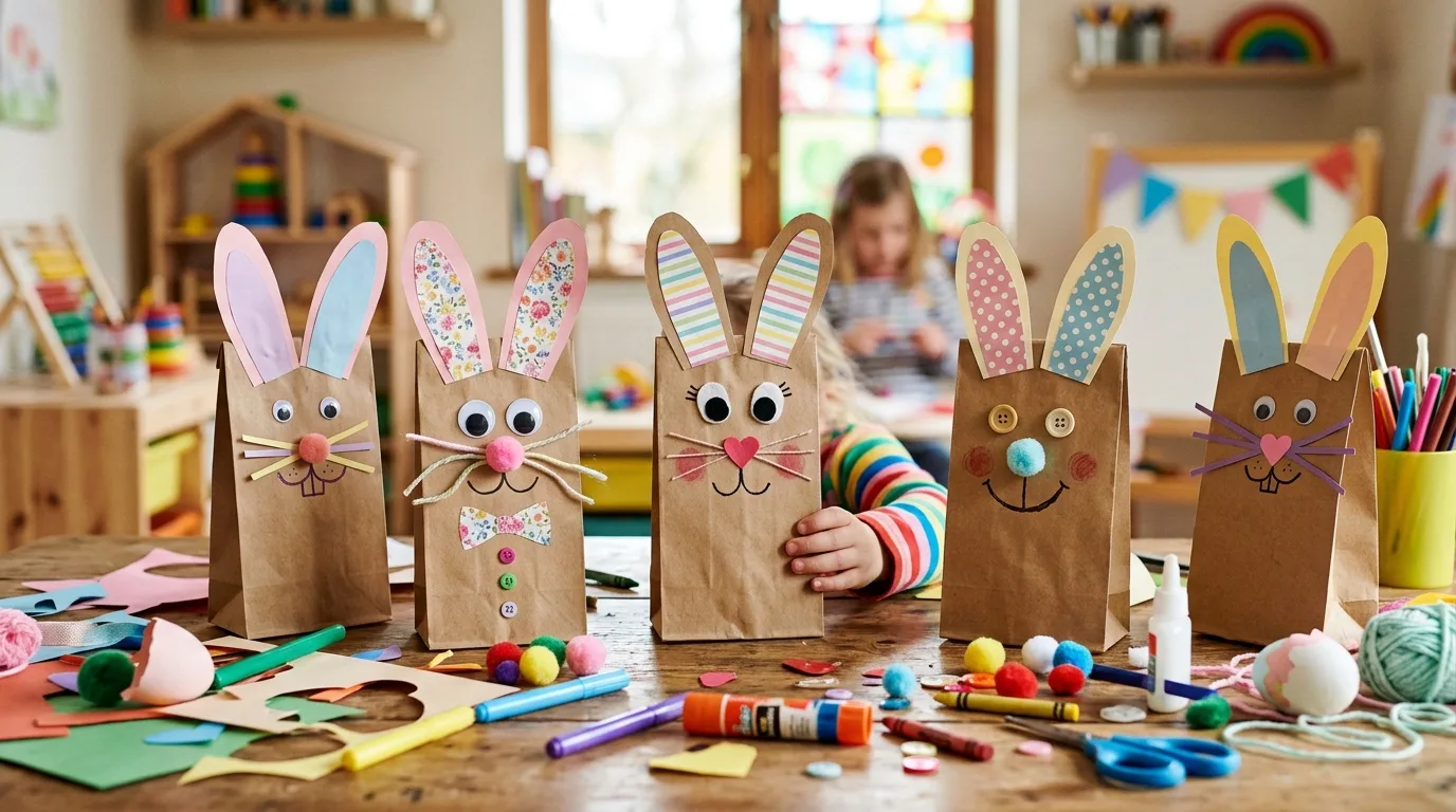 Popsicle stick Easter basket craft for kids