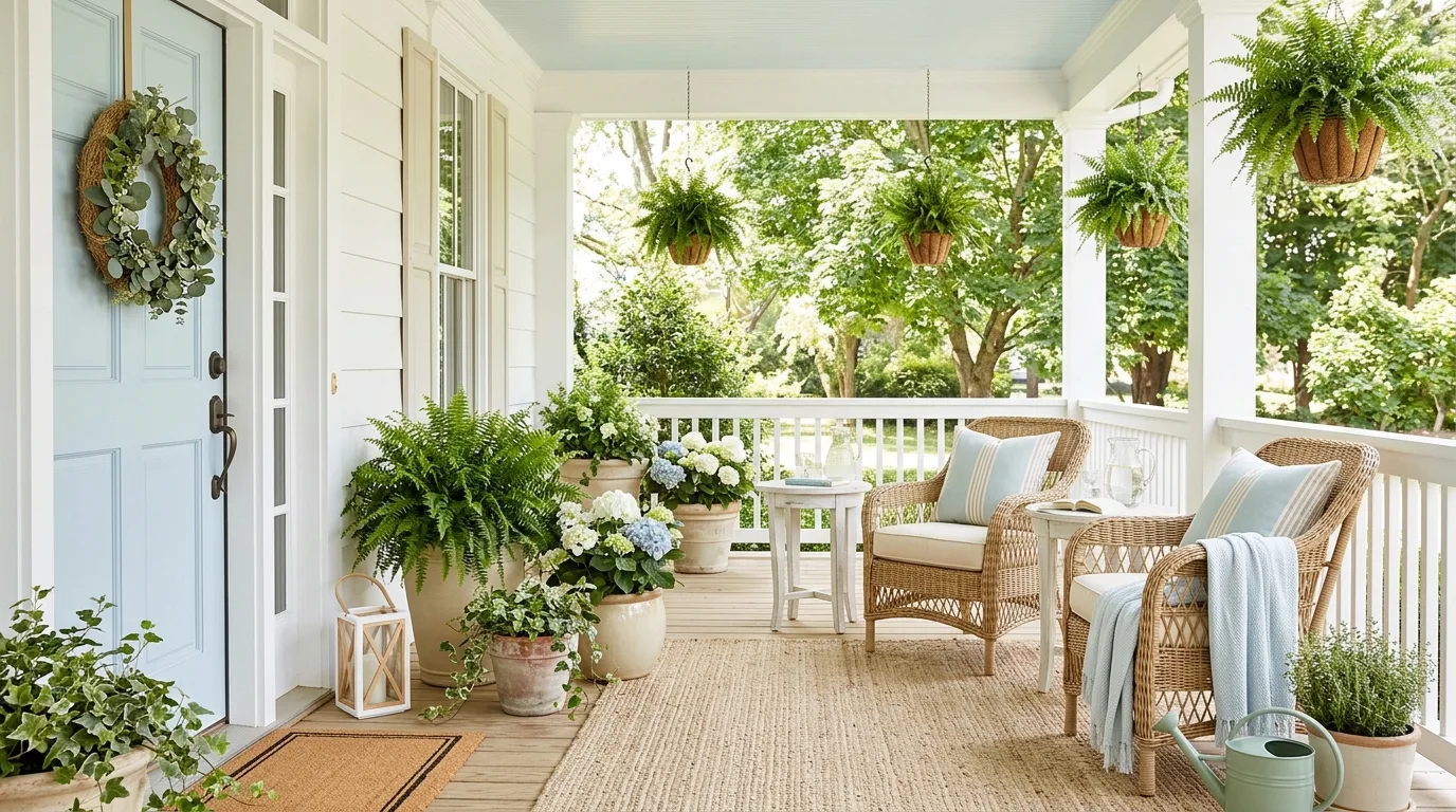 Small porch coffee corner with two chairs