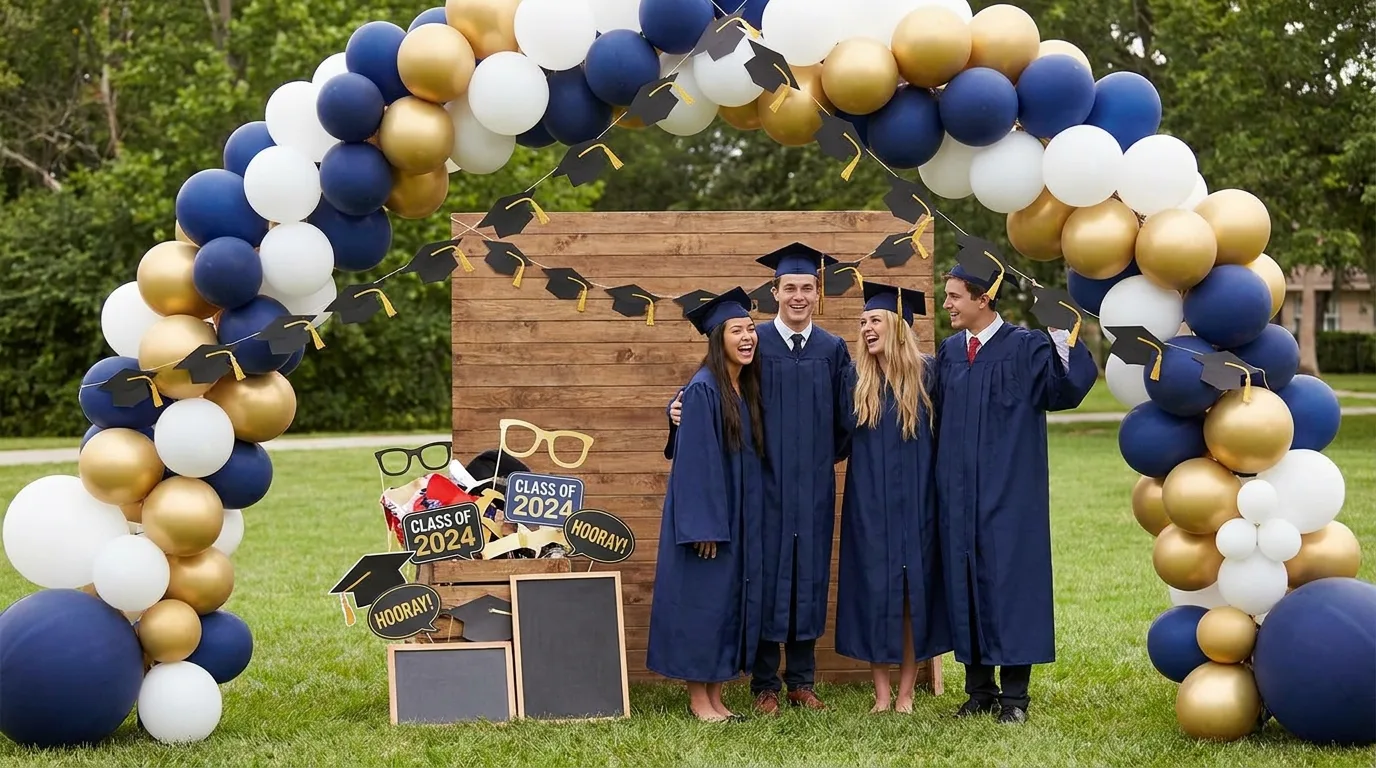 Colorful tassel garland graduation backdrop