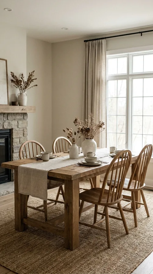 Cozy living room with durable natural-fabric upholstery and sustainable decor.