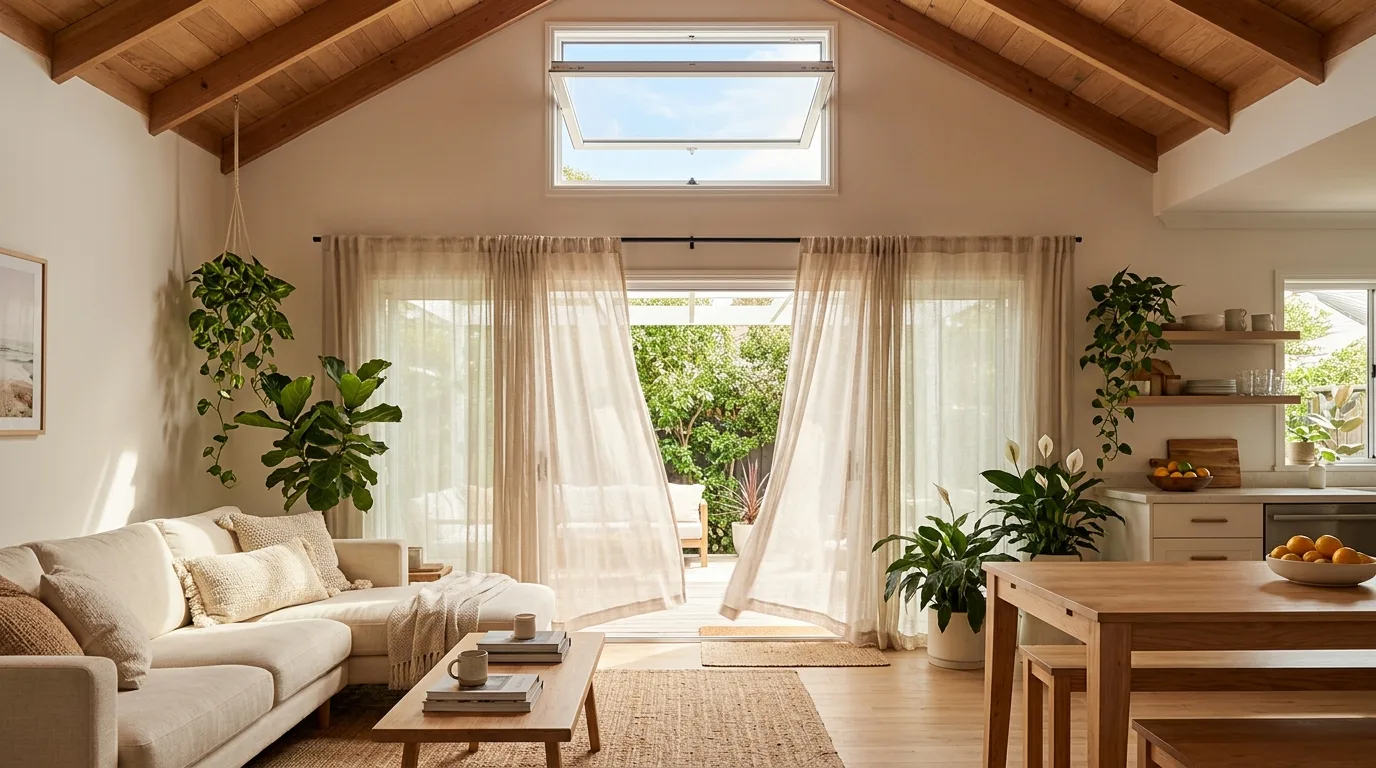 Bedroom with skylight ventilation and natural daylight