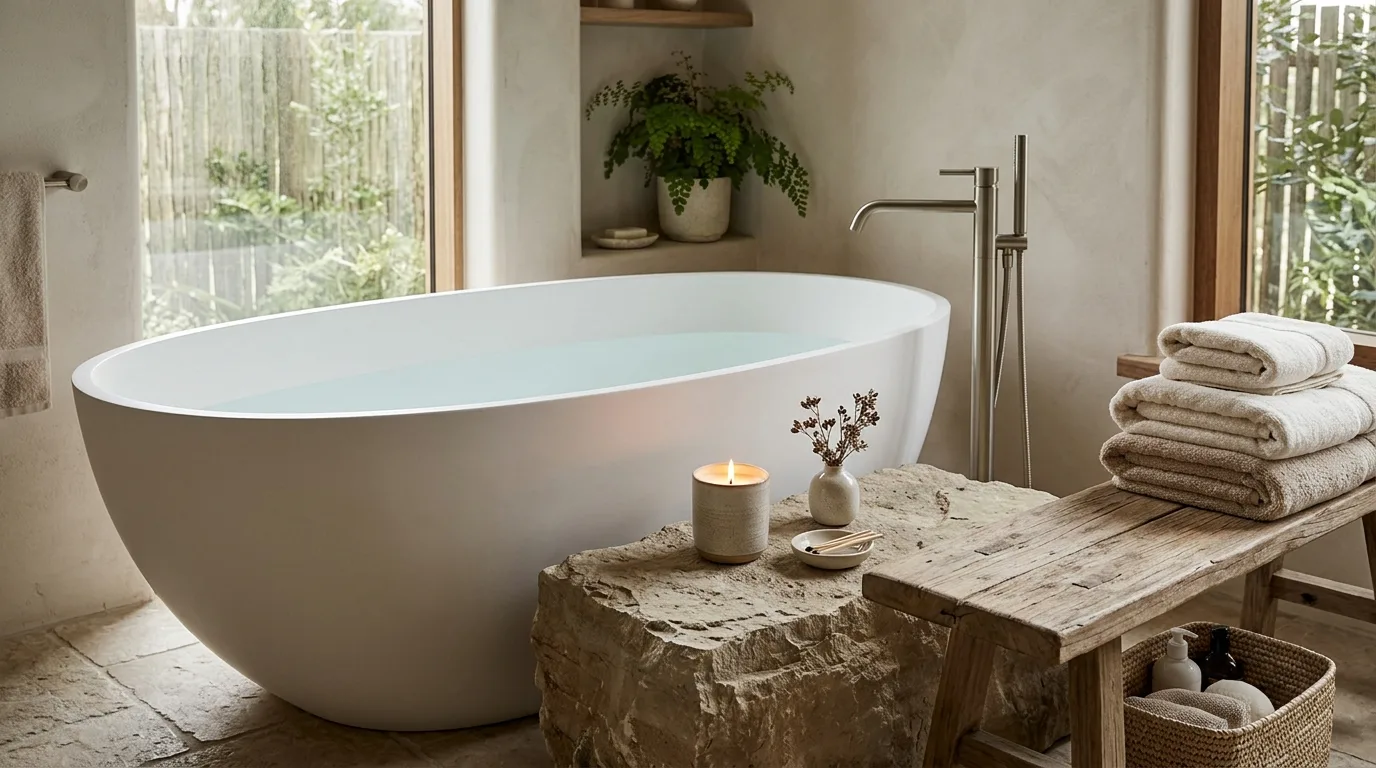 Scented candle making a small bathroom feel inviting