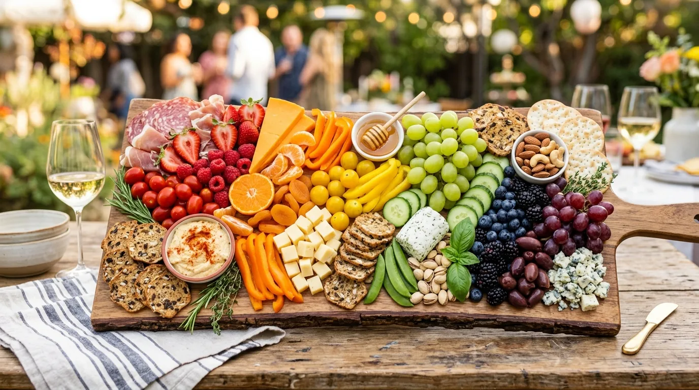 Individual mini charcuterie boards with cheese, salami, grapes, crackers, and jam