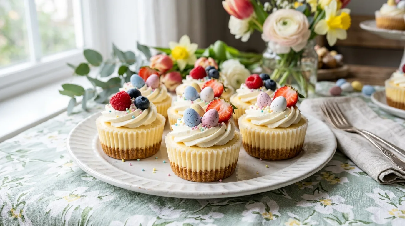 Coconut cream Easter cake with pastel egg decorations