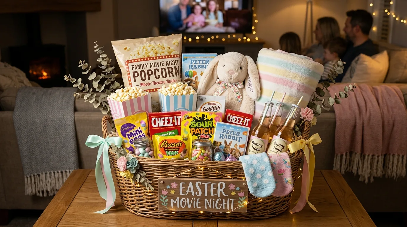 Tween Easter basket with cozy accessories, journal and simple self-care items