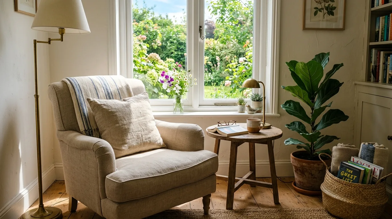 Relaxed summer bedroom with breathable linen bedding and soft natural colors