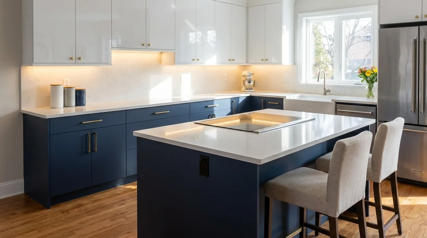Cream and terracotta kitchen laminate design