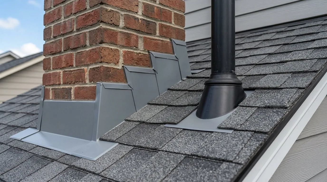 Snow-covered residential roof prepared for winter weather and freezing conditions.