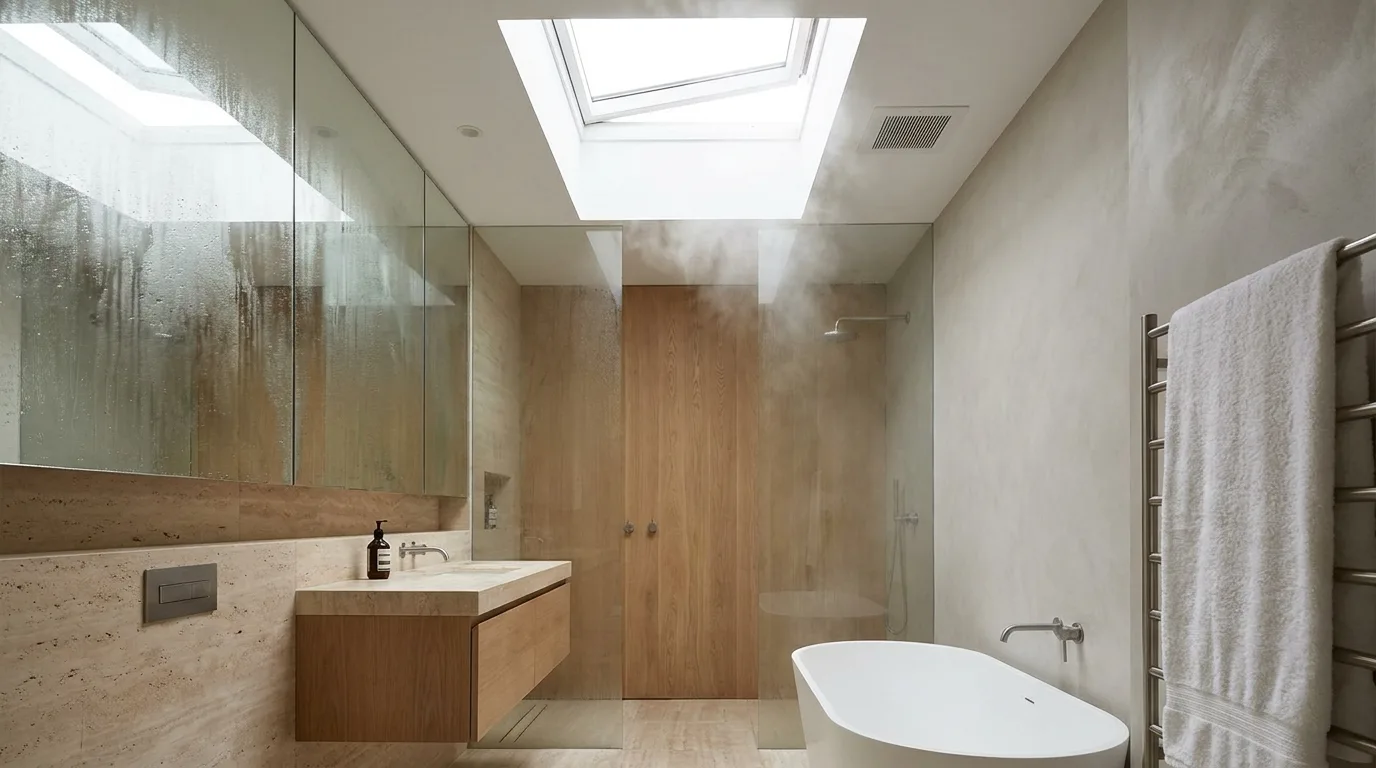 Skylight helping ventilate a home after wet cleaning