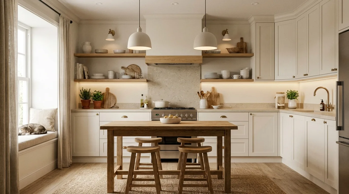 Kitchen island with an extended breakfast bar slab