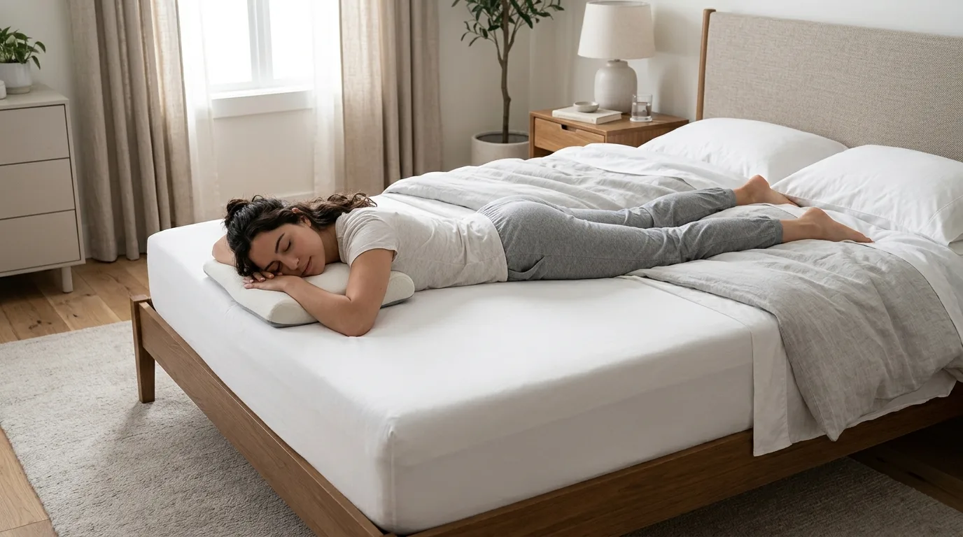 Combination sleeper changing positions on a responsive mattress