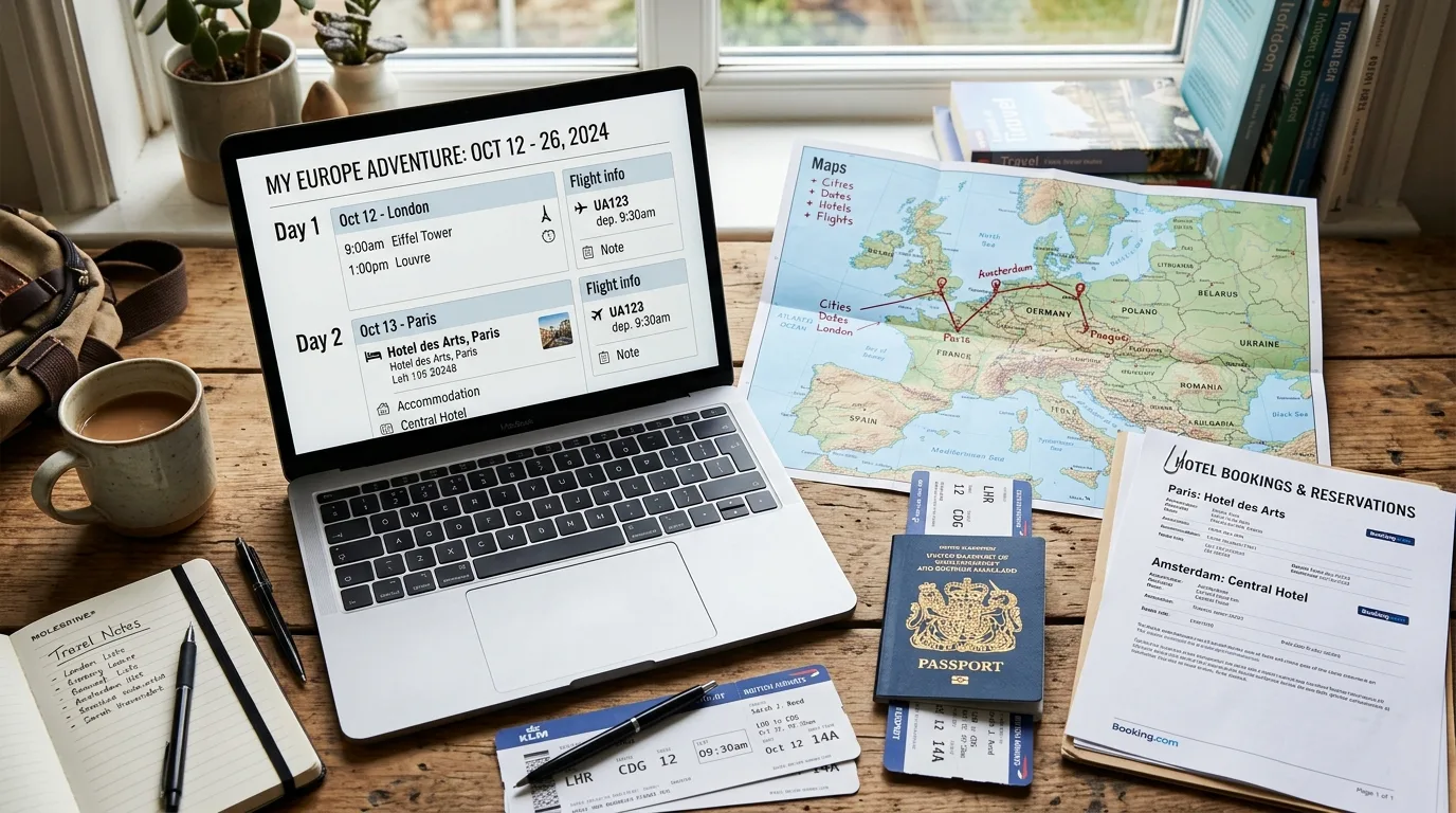 Emergency contact information prepared for a trip