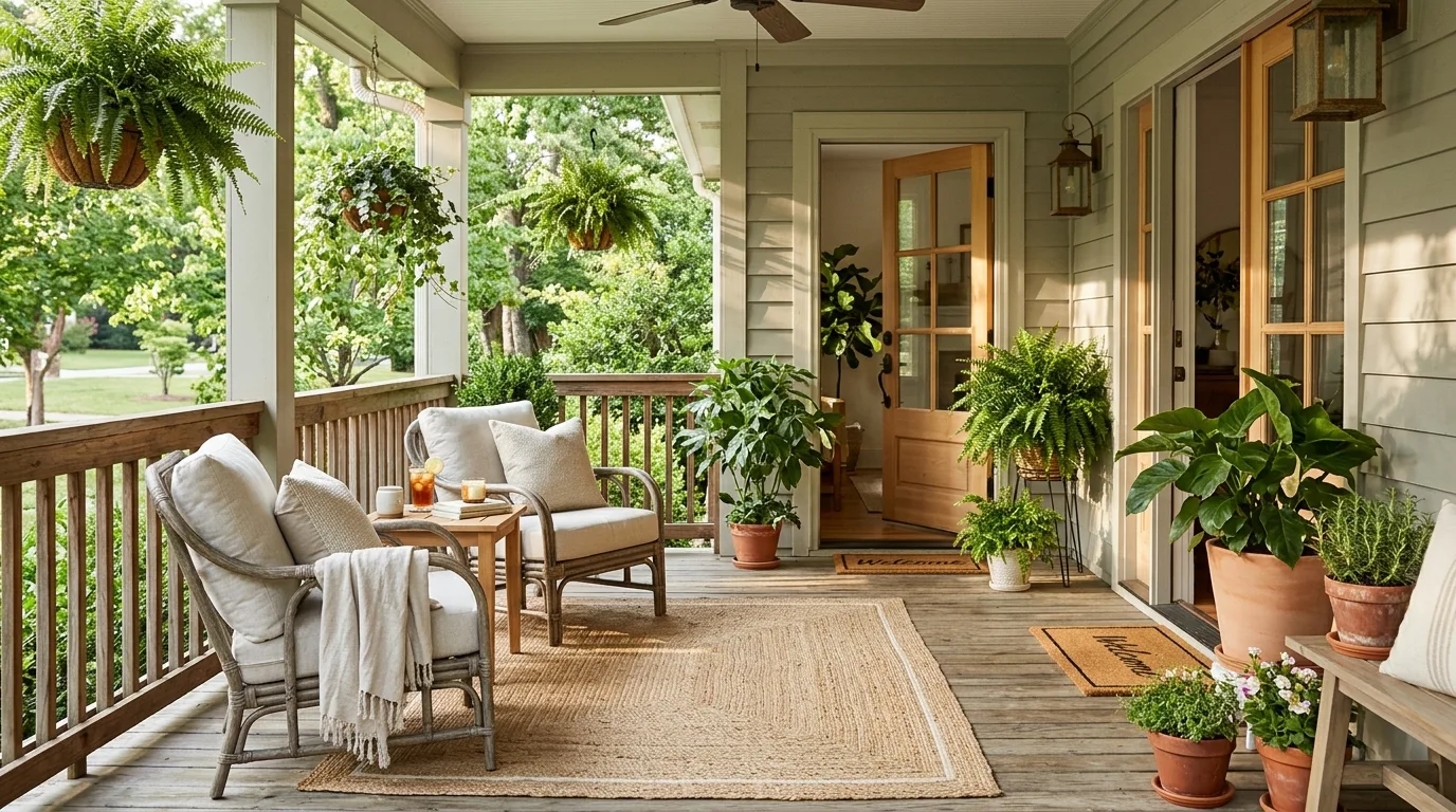 Fresh summer wreath decorating a front door