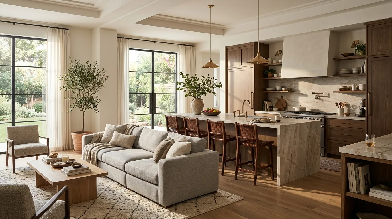 Kitchen partition with built-in seating