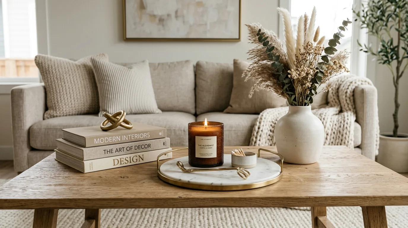 Scented candle incorporated into a comfortable home office