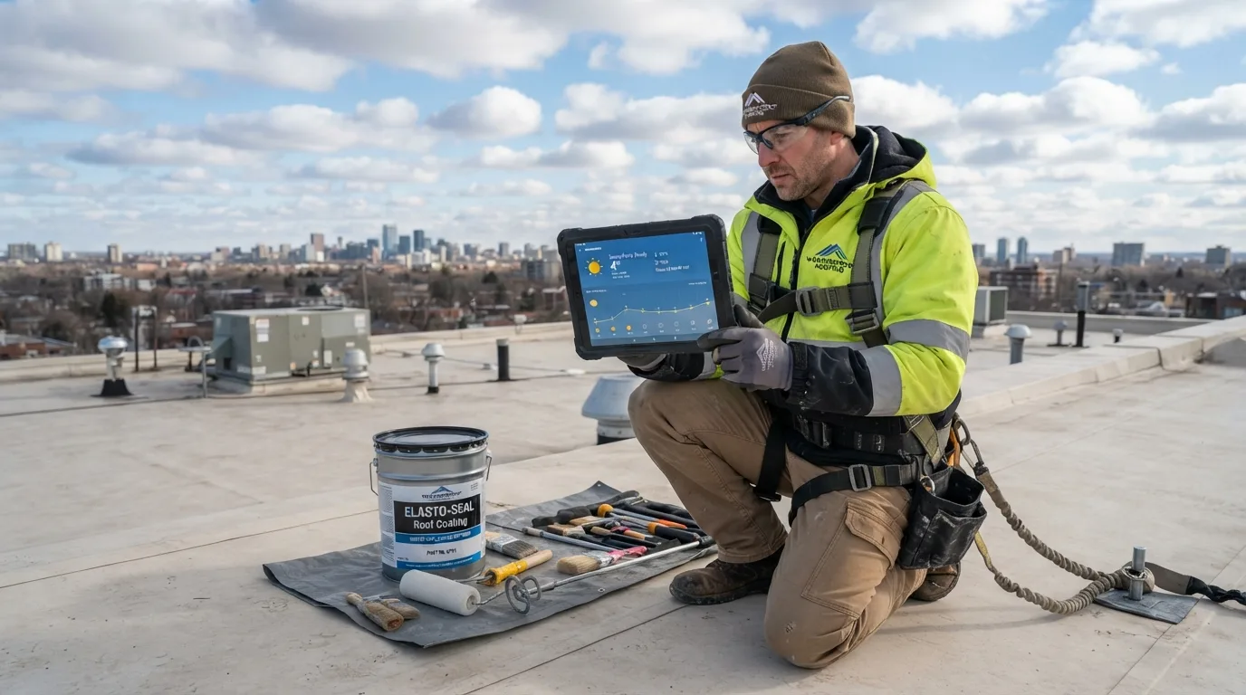 Roof coating failure caused by poor application conditions
