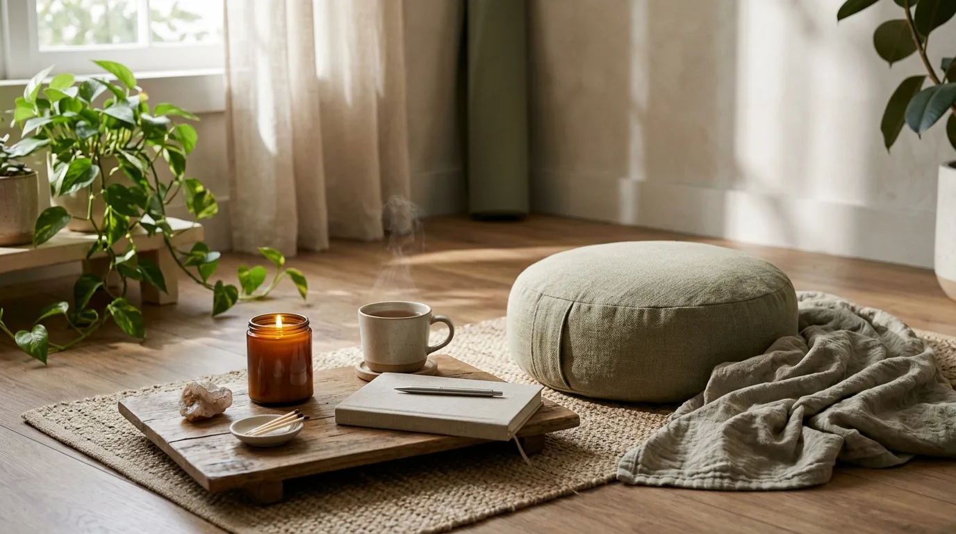 Scented candle adding a thoughtful detail for house guests