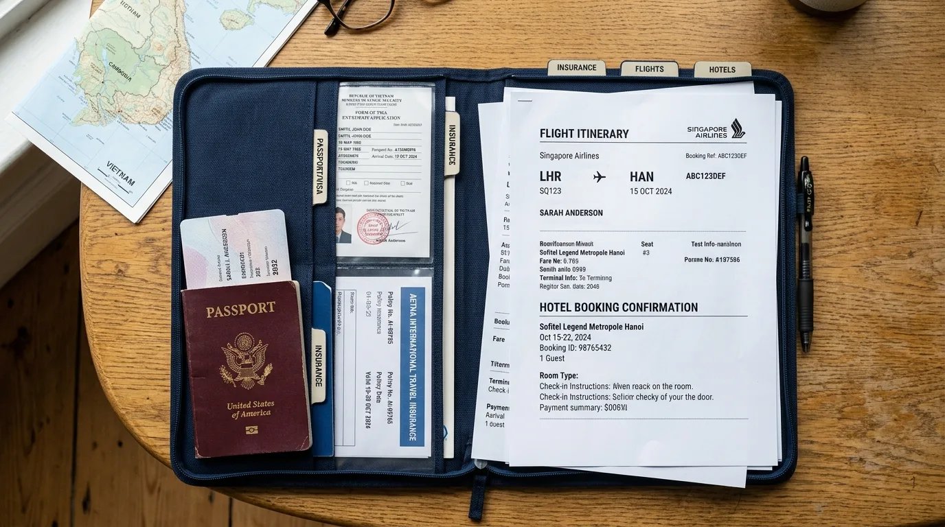 Medication and health documents prepared for international travel