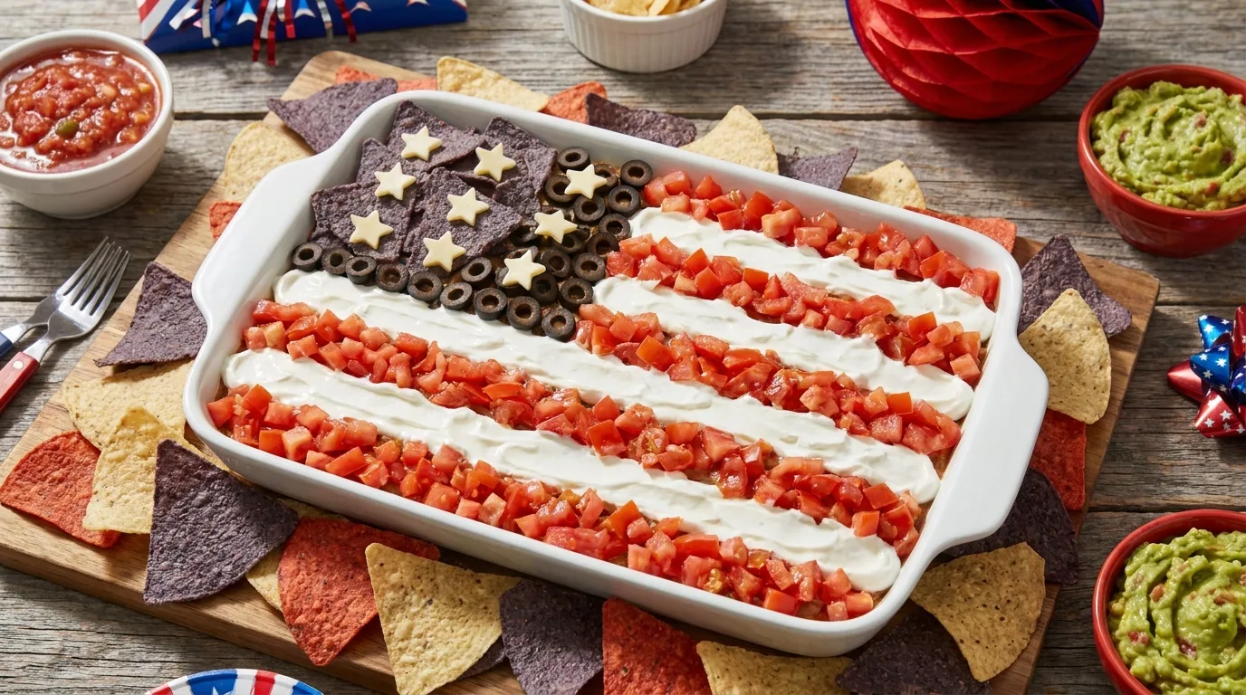 Patriotic deviled eggs with colorful red, white, and blue garnishes
