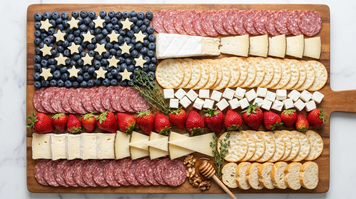 Picnic-style 4th of July charcuterie board