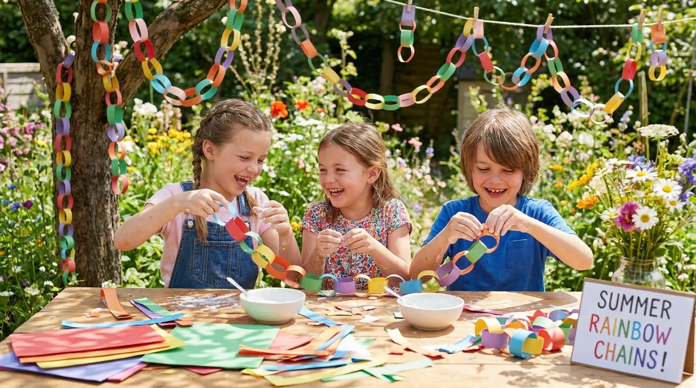 Bright handmade paper fan decorations for summer