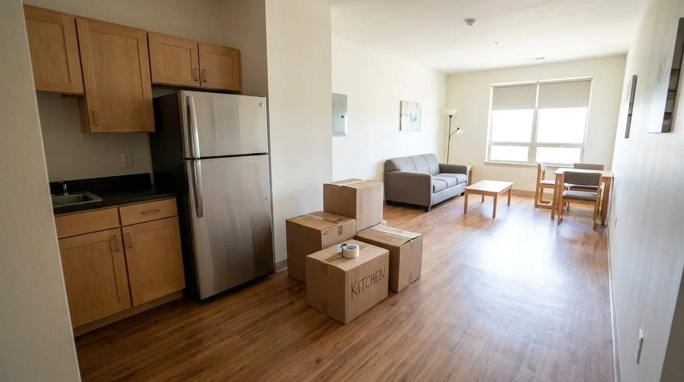 Refrigerator being professionally transported during a move