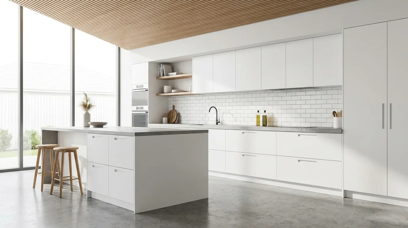 Moisture-resistant aluminium cabinets in a modern kitchen