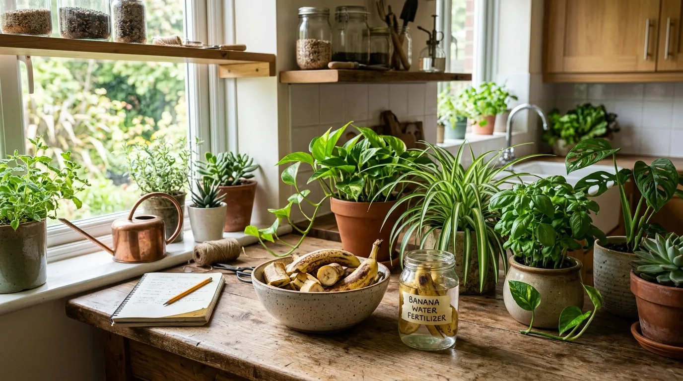Careful occasional feeding of plants with banana water