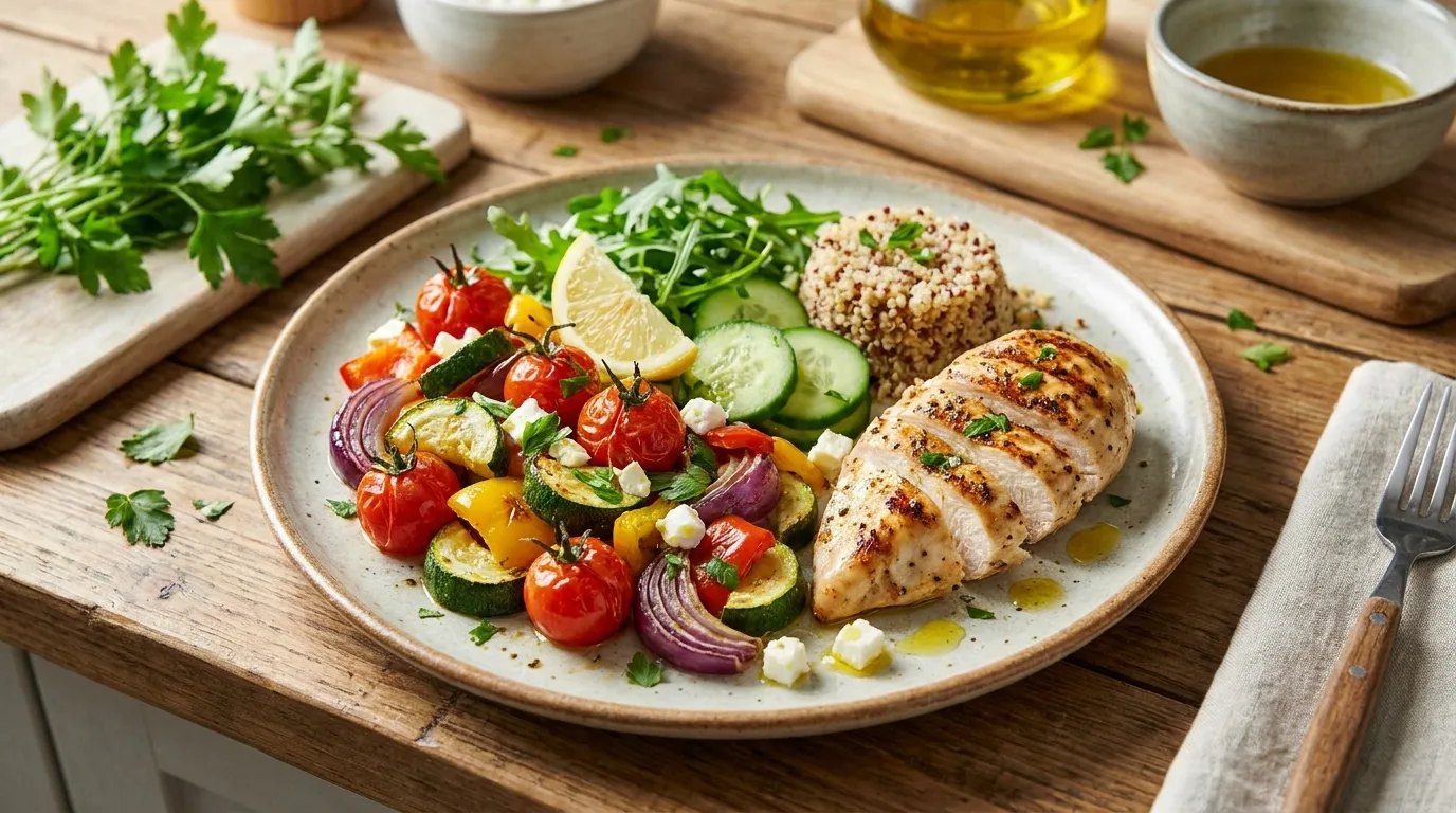 Water and unsweetened drinks with a Mediterranean meal