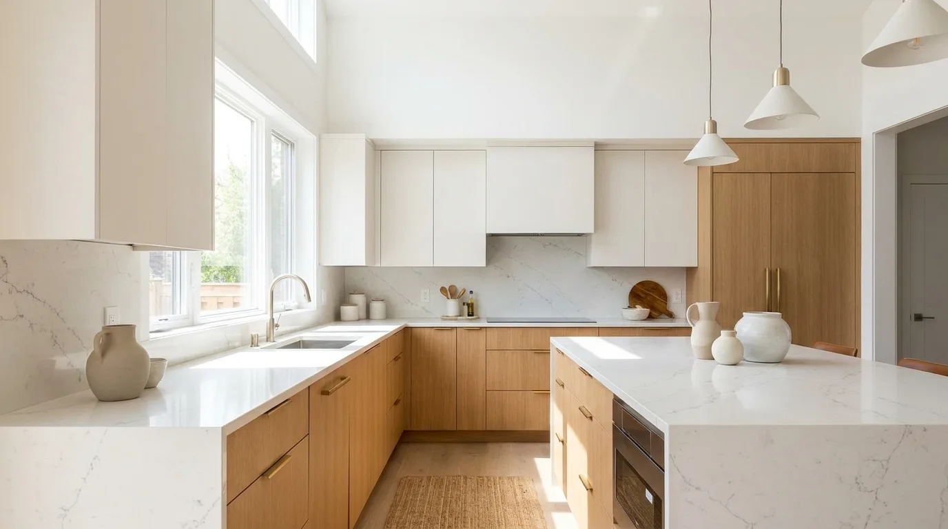 Minimalist kitchen with a sophisticated matte countertop finish
