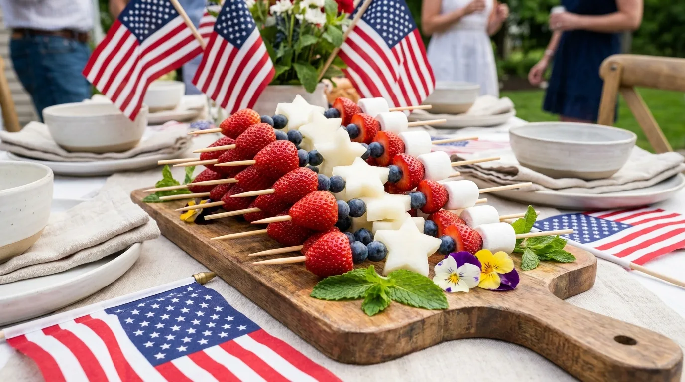 Star-shaped sandwiches arranged for a festive July 4 picnic