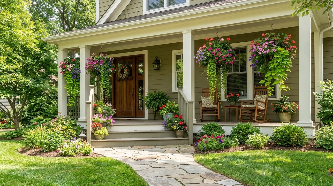 Wood and woven textures on a summer porch