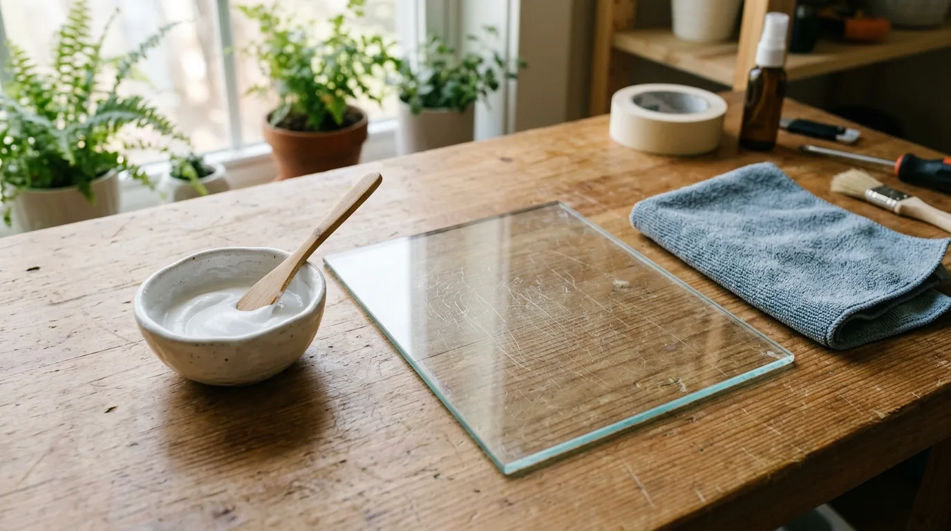 Deeply damaged glass being assessed for replacement