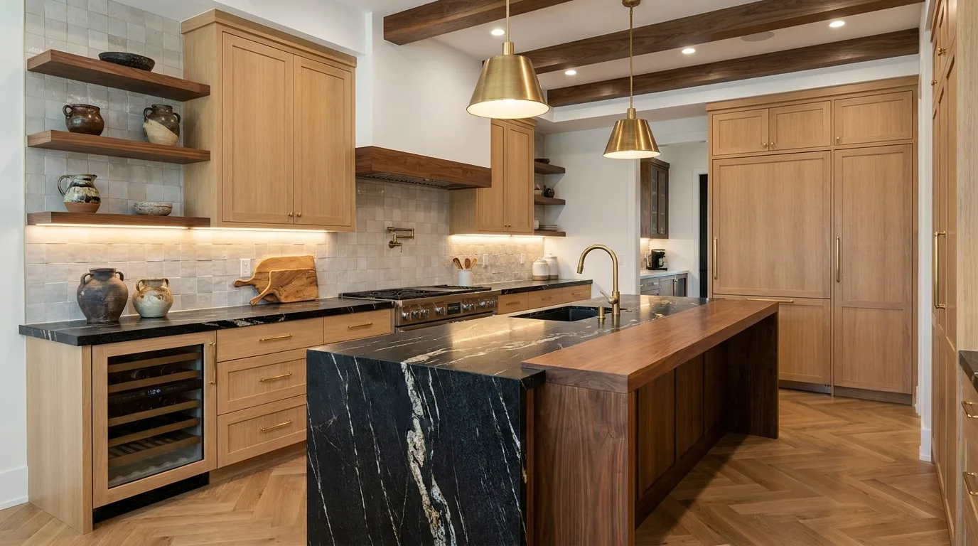 Compact kitchen with a slim light-colored countertop