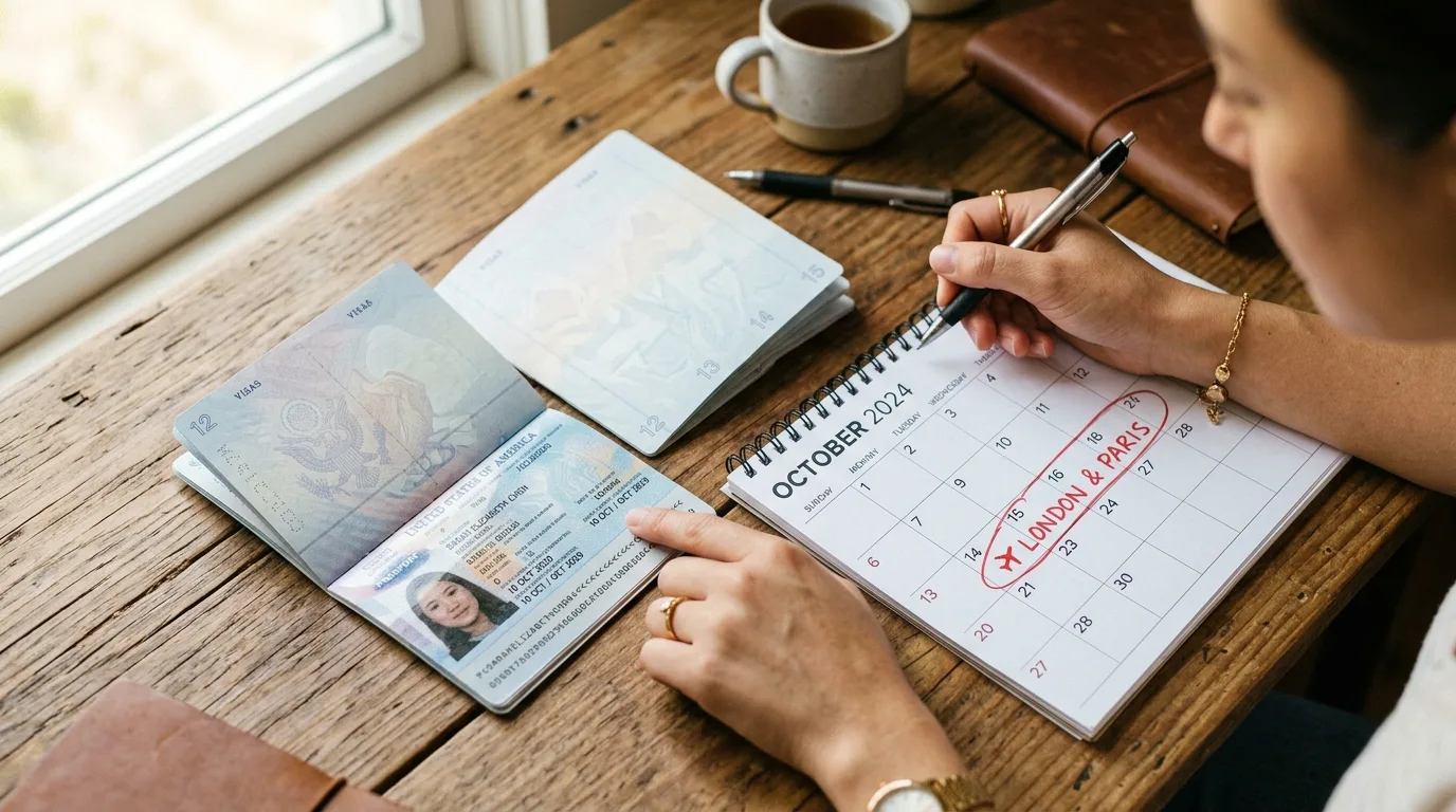 Checking visa validity dates and travel conditions