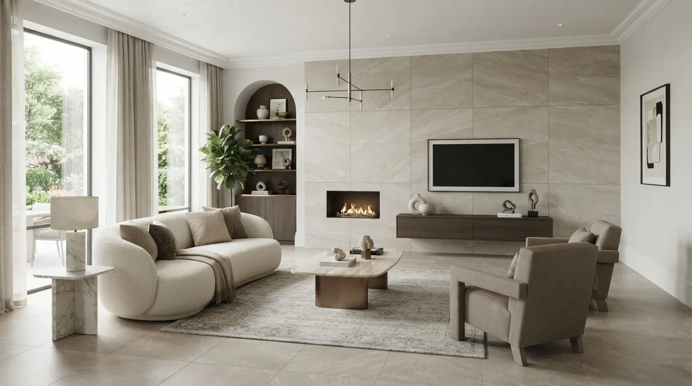 Metal-look tiles used for a contemporary kitchen backsplash
