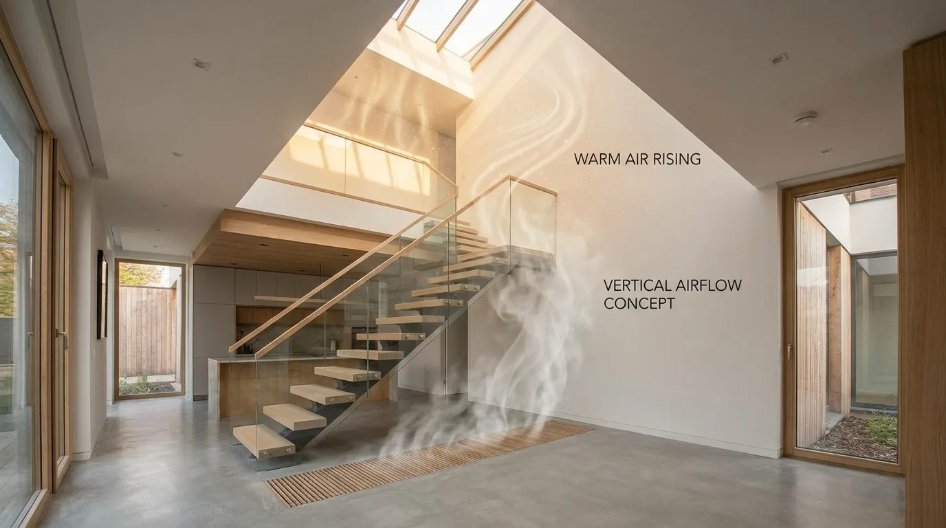 Home combining skylight ventilation with mechanical air-quality systems
