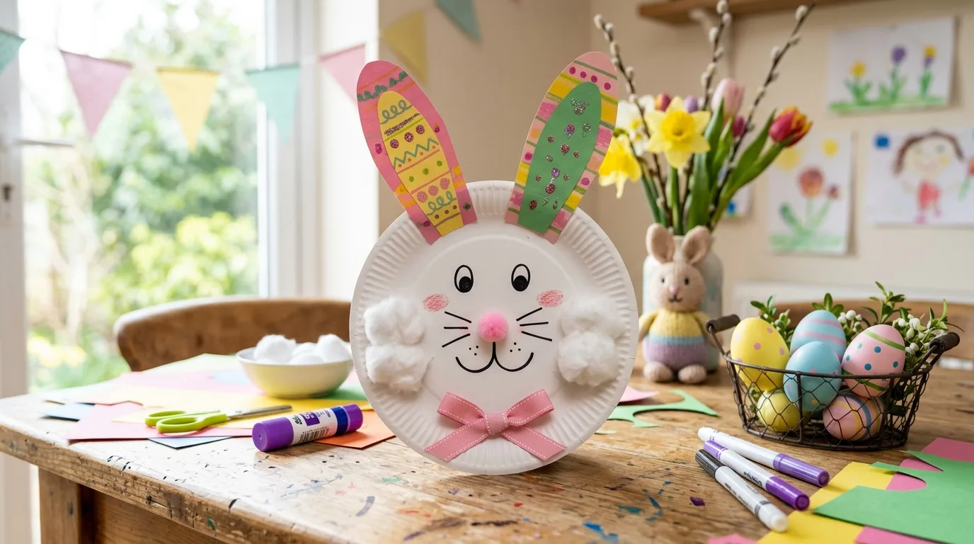 Mason jar lid Easter bunny decorations for kids