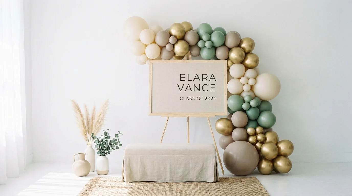Modern neon graduation party photo backdrop