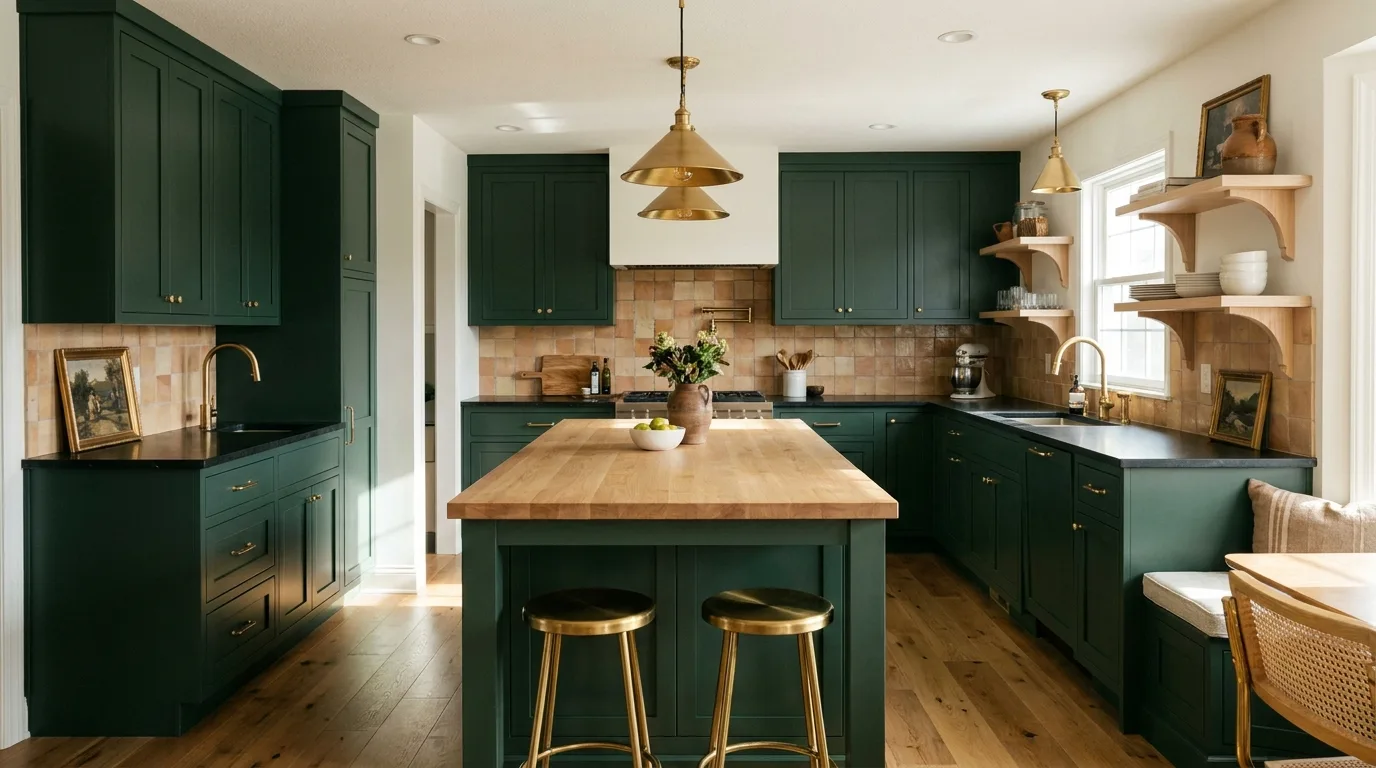 Black quartz paired with a natural stone-inspired backsplash