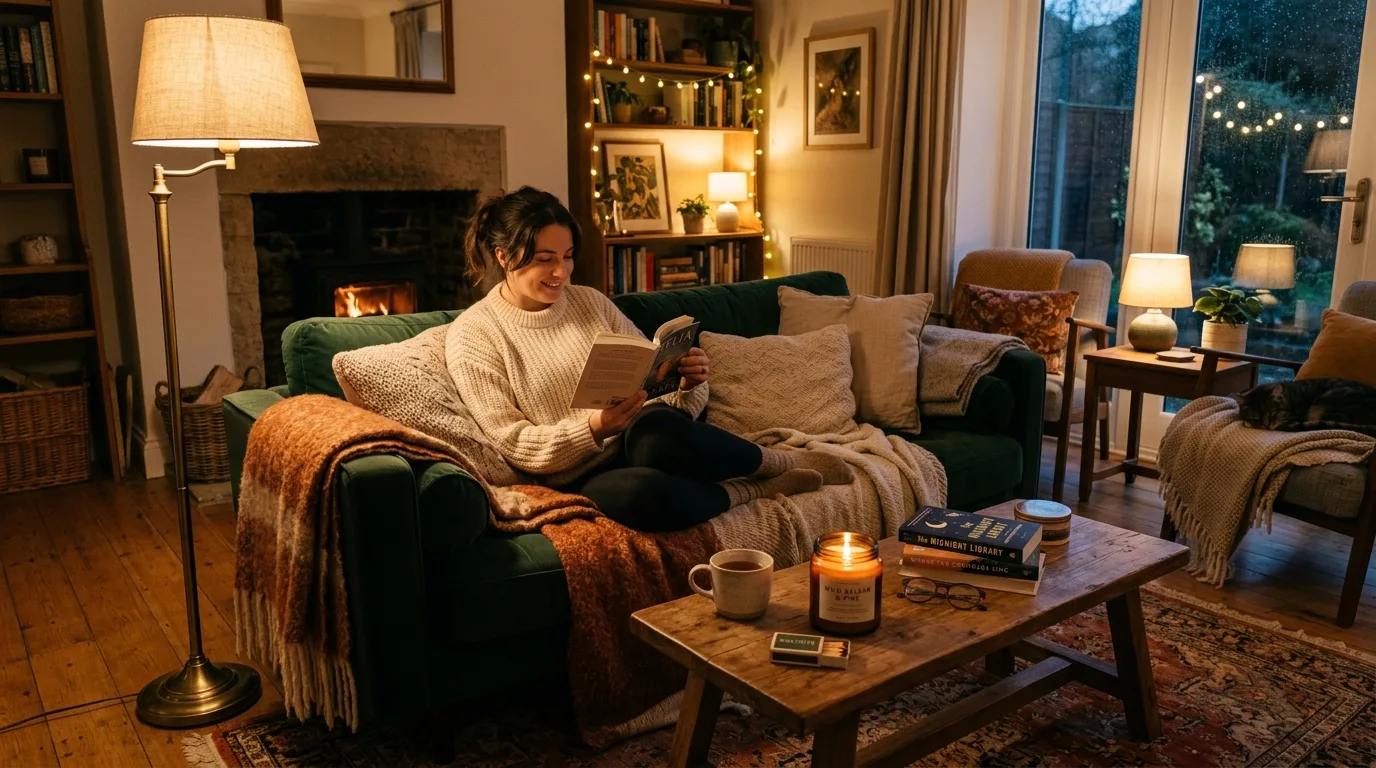 Scented candle enhancing a relaxing home spa night