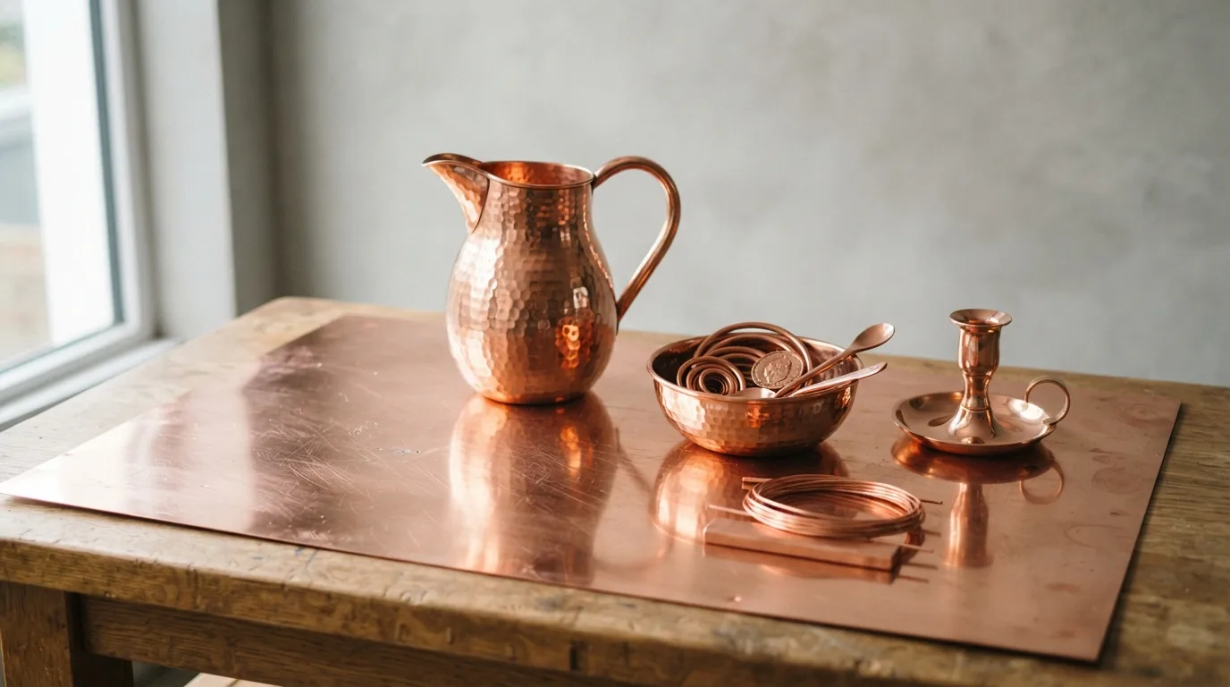 Copper, brass, and bronze objects compared side by side